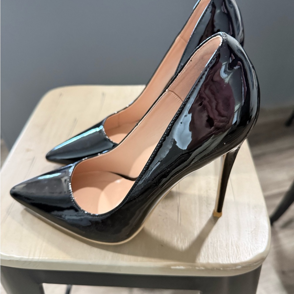 Elegant Black Patent Leather Stilettos